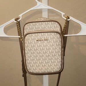 Michael Kors Cream and Brown Crossbody Bag